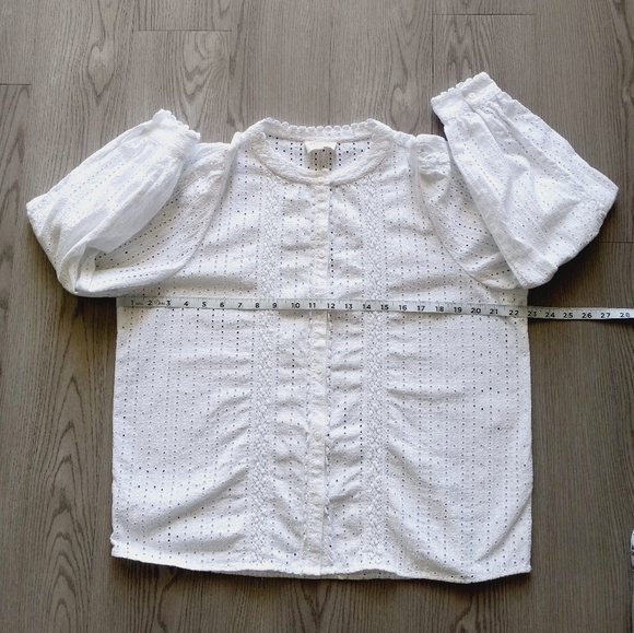 Sezane Marinette Shirt Eyelet Lace Organic Cotton 42 - Picture 12 of 15